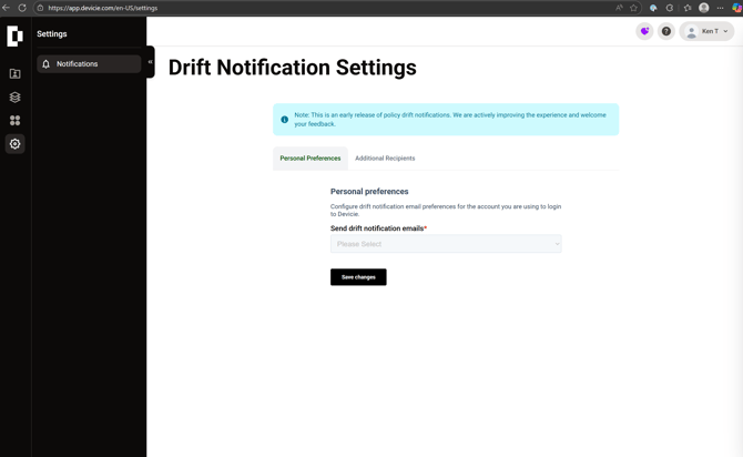 Drift Notification Settings